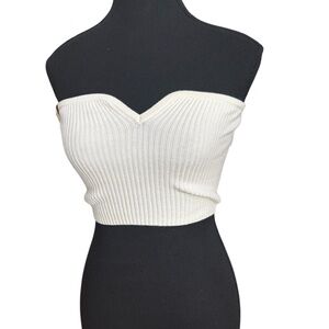 Wild Fable Cream Ribbed Bustier Crop Top